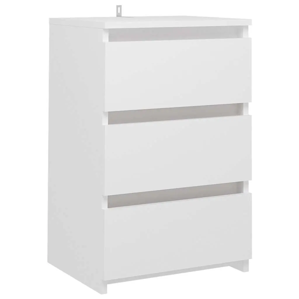 Bedside Table White 3 Drawers Bedroom Storage Unit
