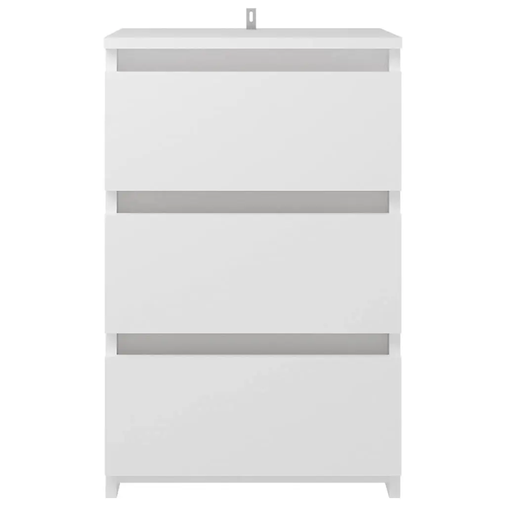 Bedside Table White 3 Drawers Bedroom Storage Unit