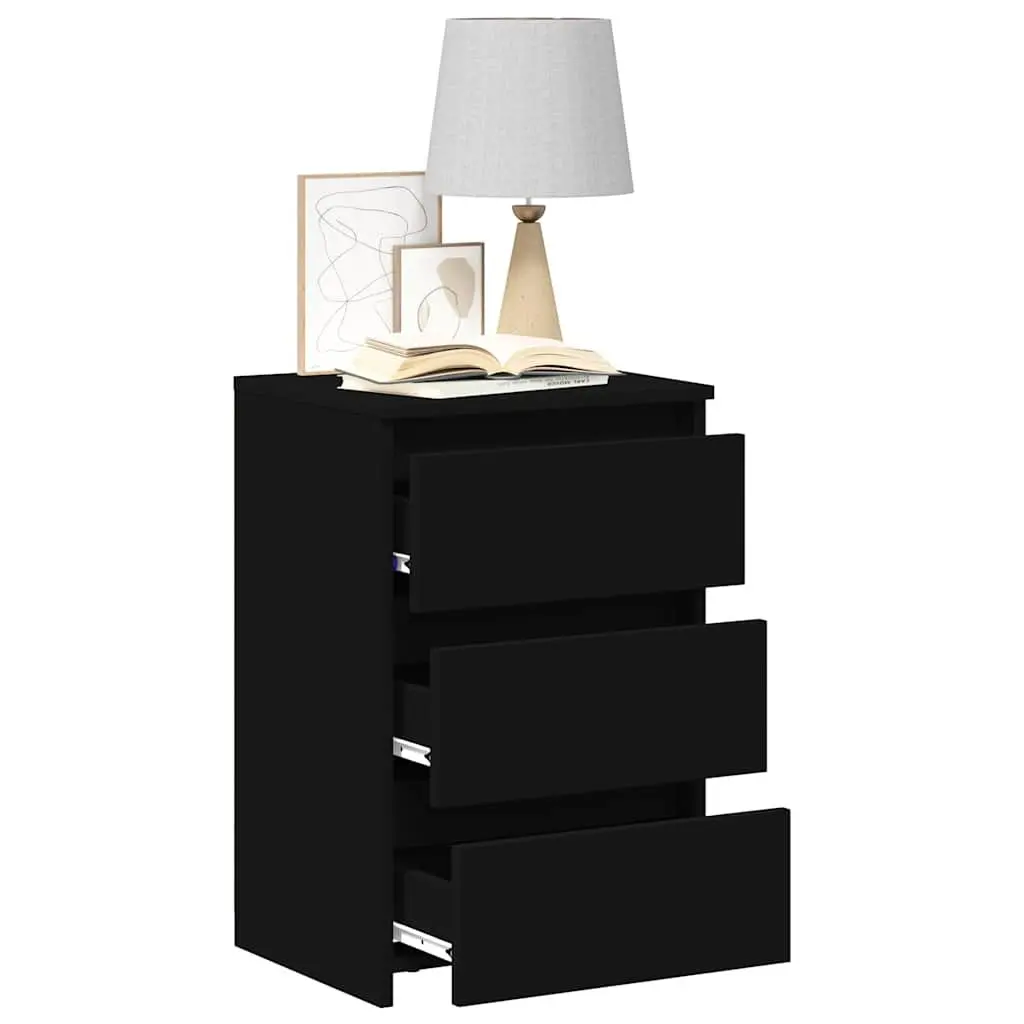 Bedside Tables Black 2 Piece Nightstands Bedroom Storage Drawers