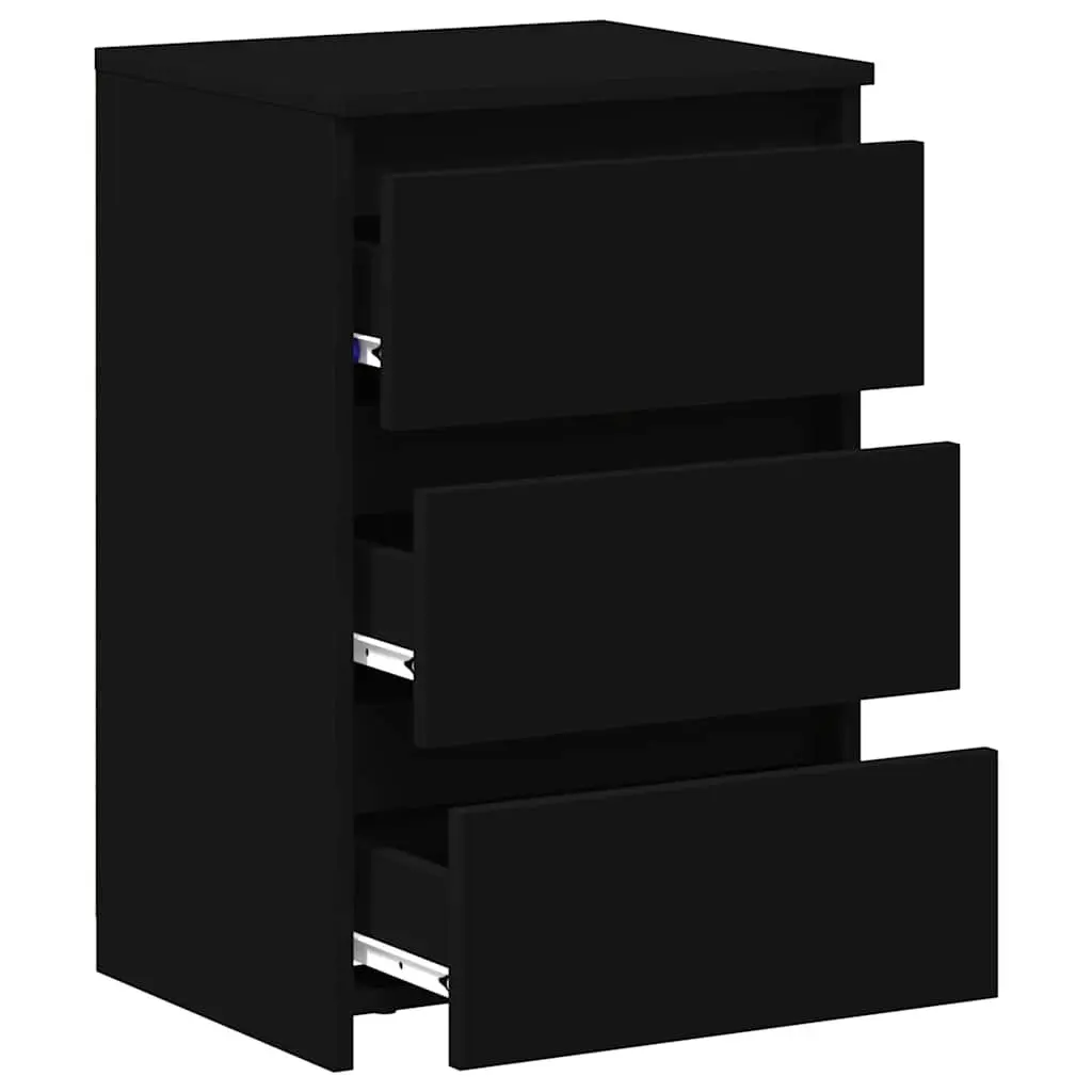 Bedside Tables Black 2 Piece Nightstands Bedroom Storage Drawers