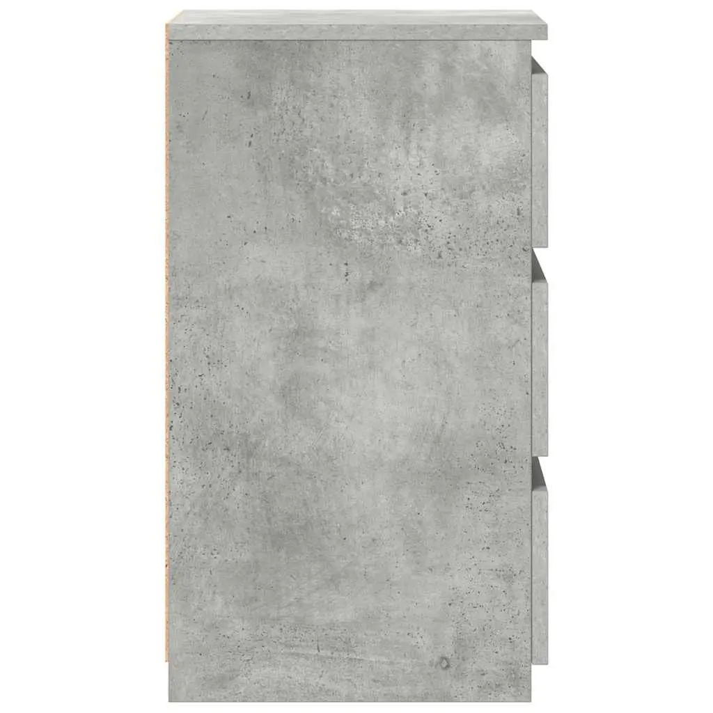 Bedside Tables Grey 2 Piece 3 Drawer Storage Nightstands