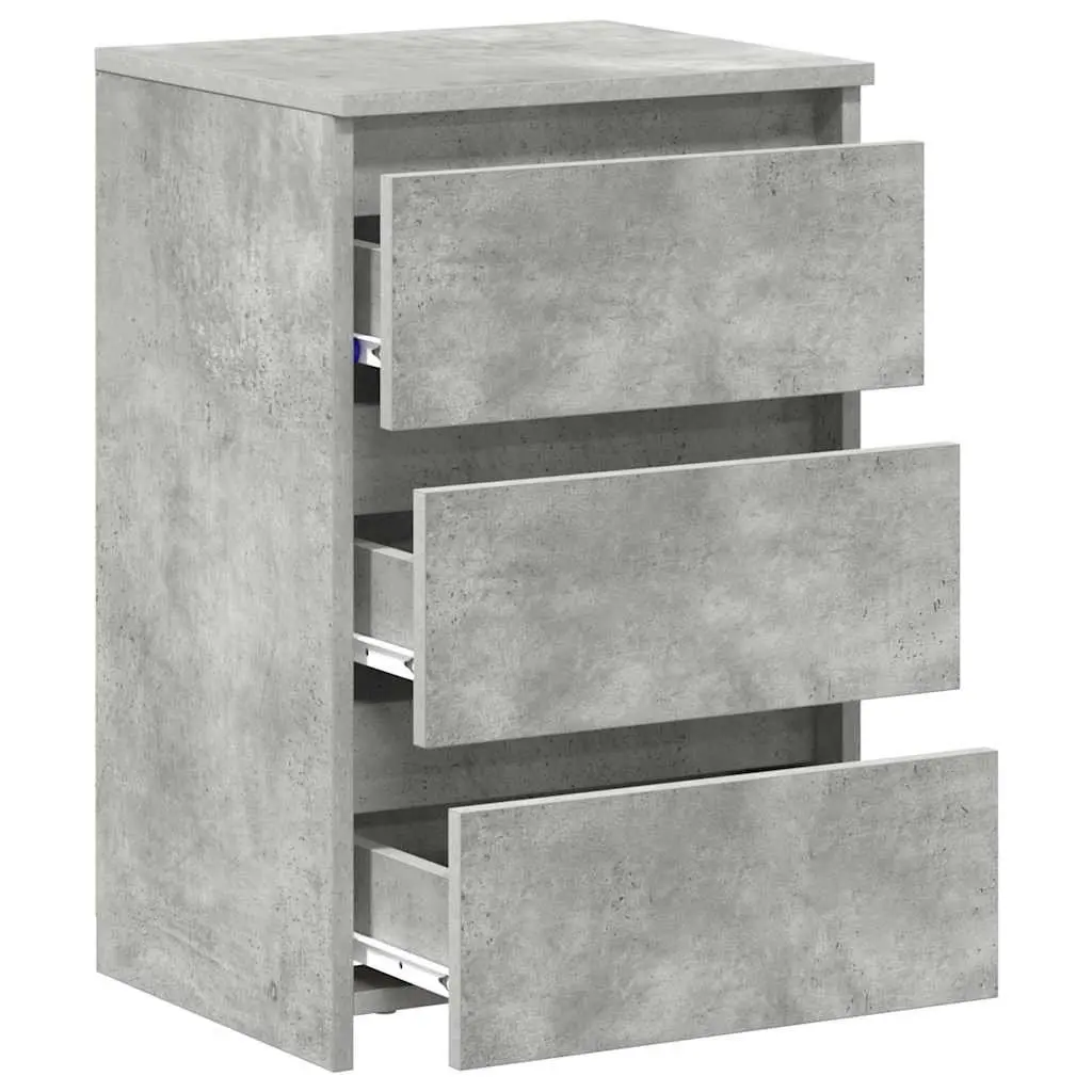 Bedside Tables Grey 2 Piece 3 Drawer Storage Nightstands