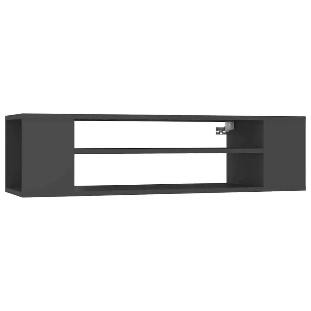 Hanging TV Cabinet Grey Wall-Mounted Storage Unit Open Compartments