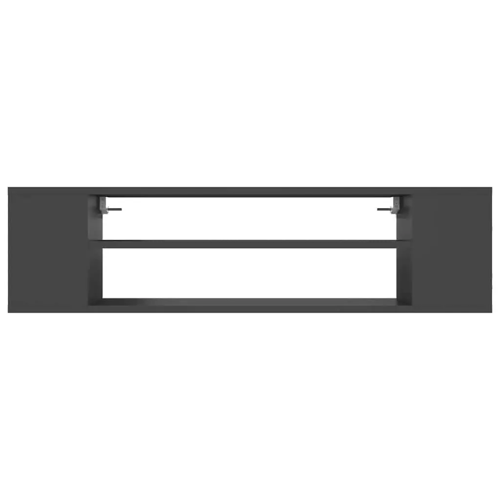 Hanging TV Cabinet Grey Wall-Mounted Storage Unit Open Compartments