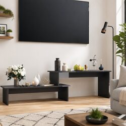 Concise Grey TV Cabinet with Industrial Design
