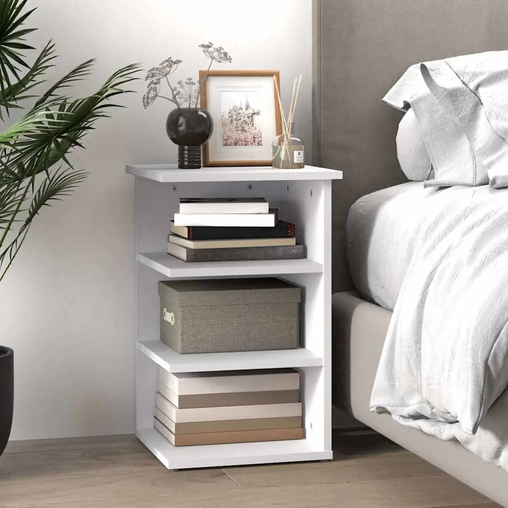 White Engineered Wood Sideboard 3-Shelf Storage Cabinet Living Room Entryway Furniture