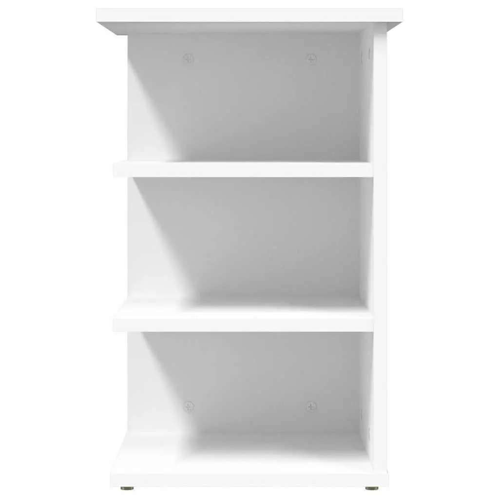 White Engineered Wood Sideboard 3-Shelf Storage Cabinet Living Room Entryway Furniture