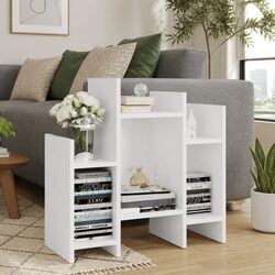 Compact White Side Cabinet with 6 Shelves