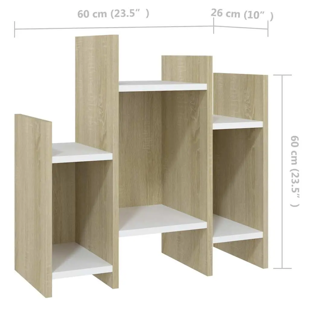 Side Cabinet Storage Unit with Shelves Brown Sonoma Oak White Engineered Wood