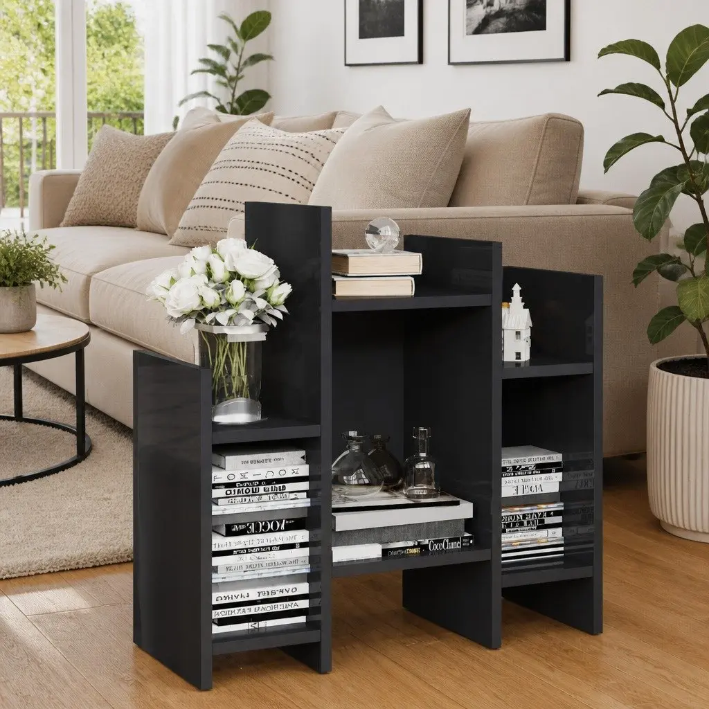 Side Cabinet Grey 60 x 26 x 60 cm 6 Shelves Storage Unit Living Room Furniture