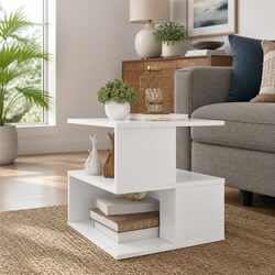 White End Table with Two Shelves
