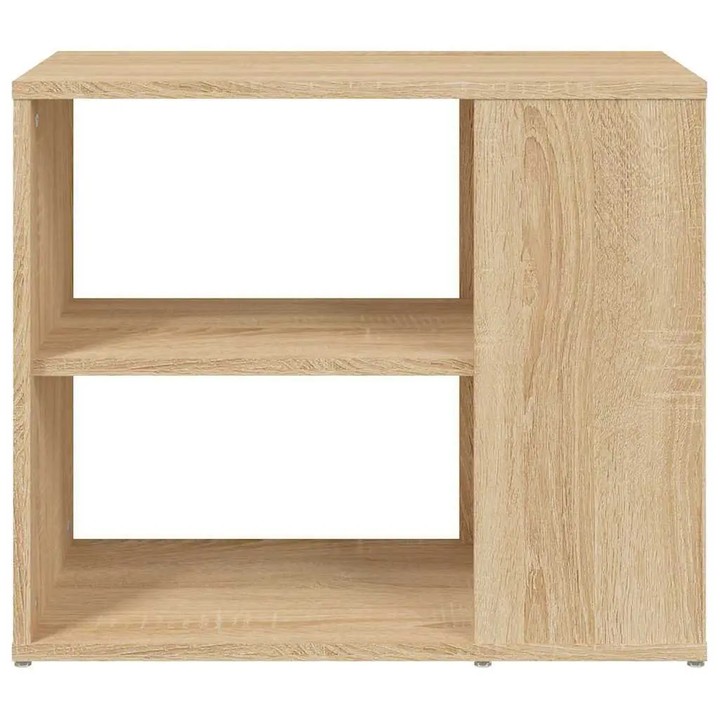 Brown Side Cabinet Organizer Engineered Wood 2 Shelf Storage Furniture