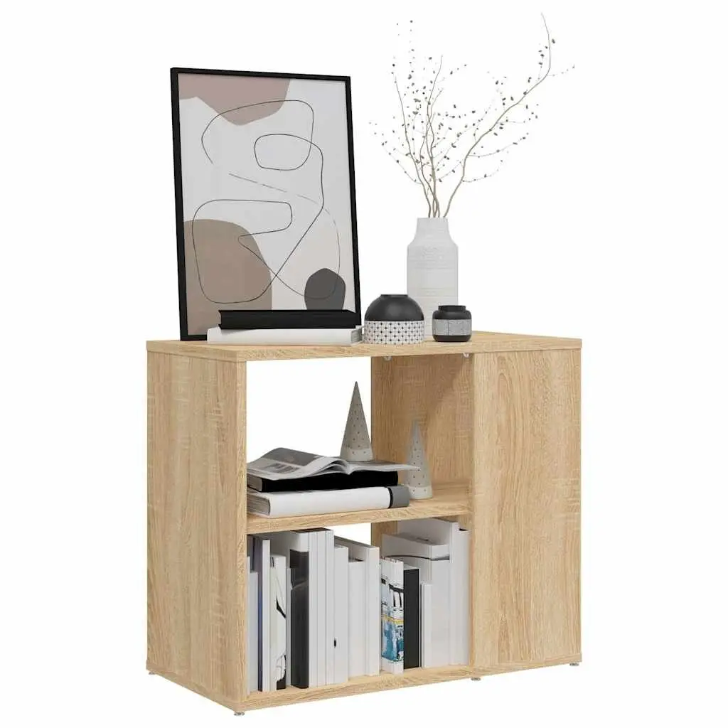 Brown Side Cabinet Organizer Engineered Wood 2 Shelf Storage Furniture