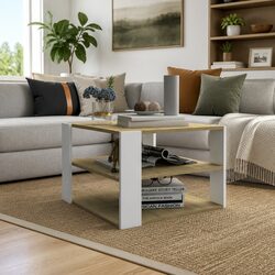 Compact Coffee Table with Storage Shelf - Modern Design