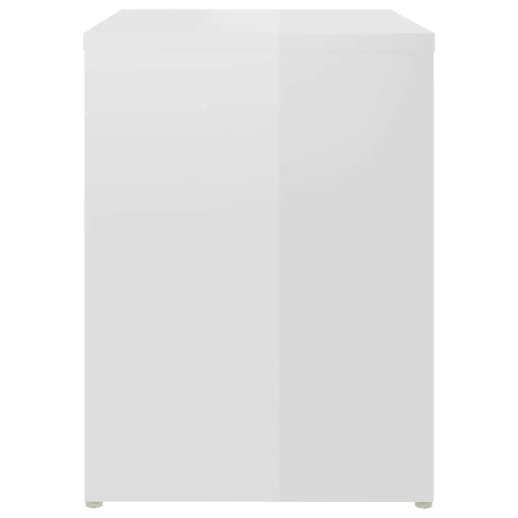 Bedside Tables White 2 Piece High Gloss Storage Shelf