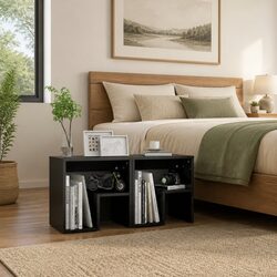 Bedside Tables 2 pcs High Gloss Grey Bed Cabinets Nightstands with Shelf