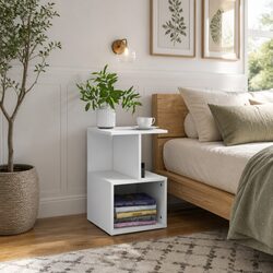 Efficient White Bedside Cabinet with Ample Storage