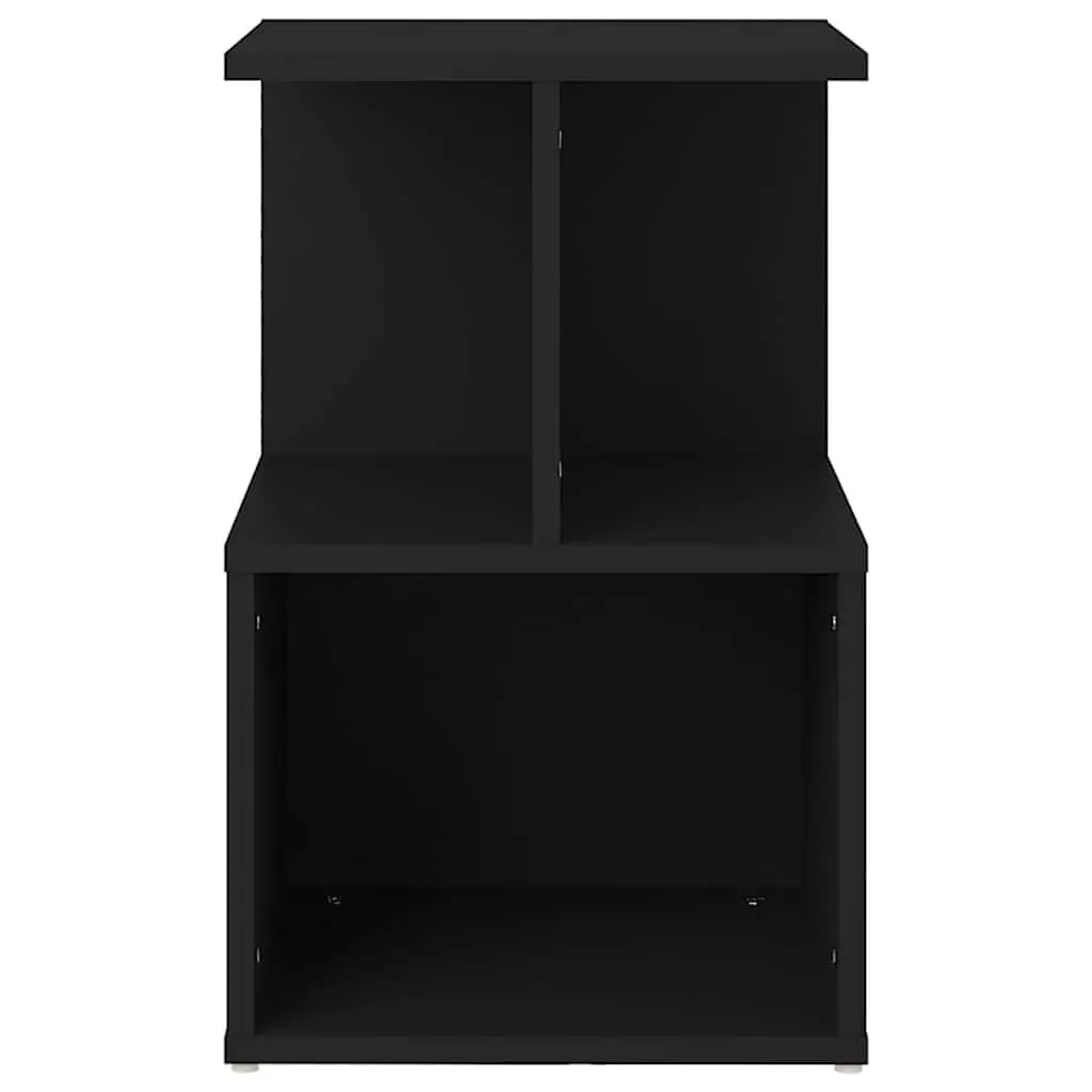Black Bedside Cabinet Open Storage Compartment 35x35x55cm Easy Access Shelves