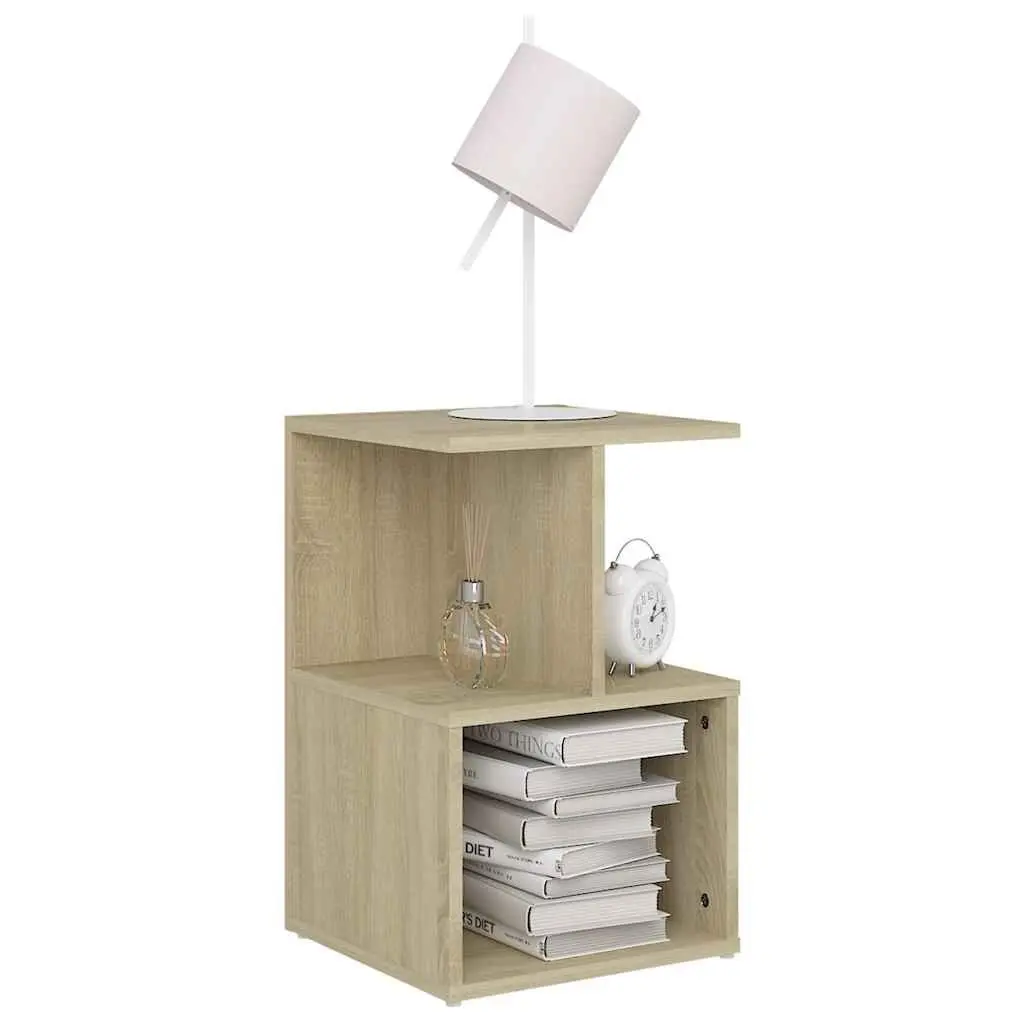 Bedside Cabinets Set 2 pcs Brown Engineered Wood Nightstand Storage Open Shelves