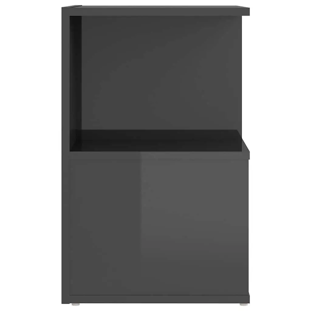 Bedside Table Grey Compact Open Compartments Storage Nightstand