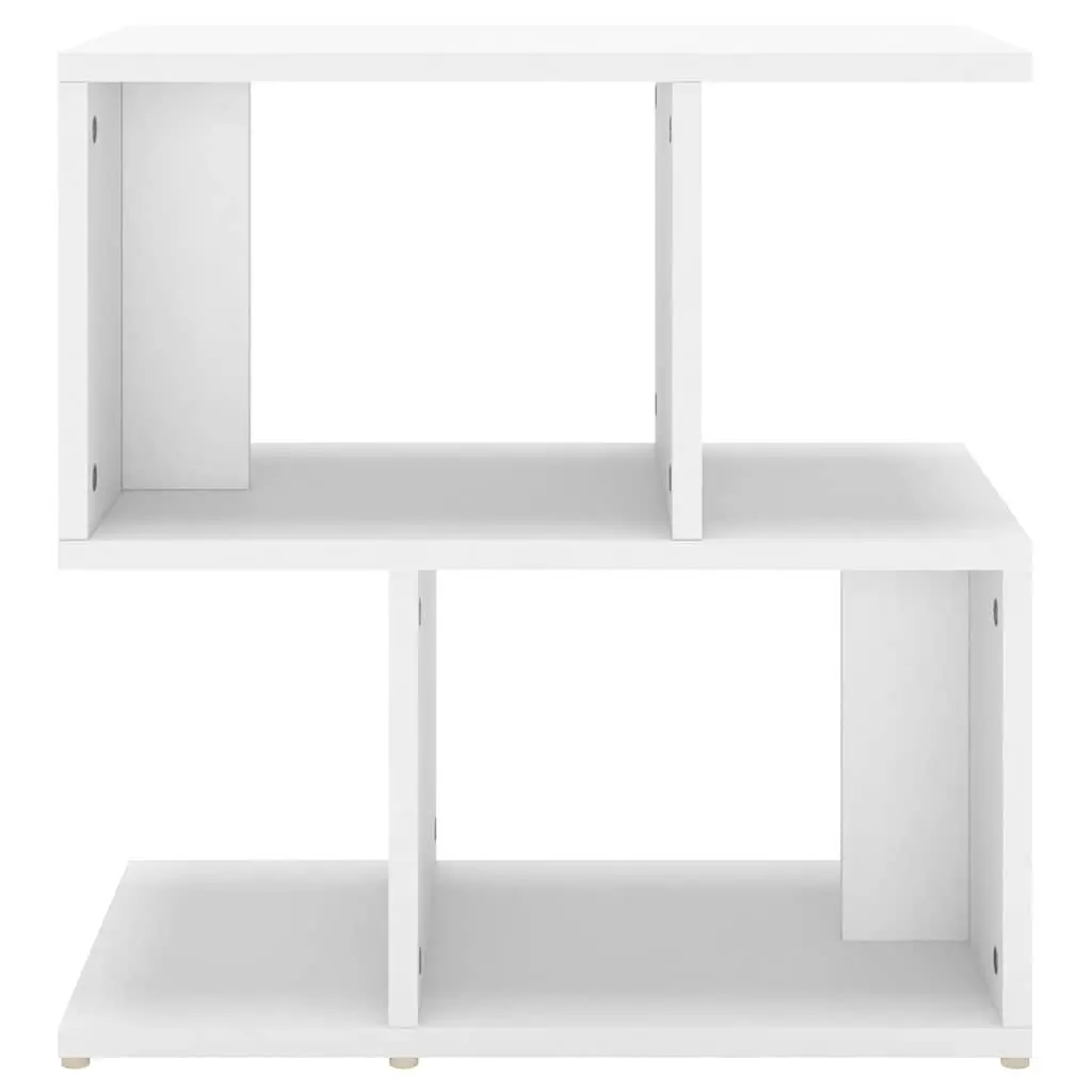 Bedside Cabinet White Engineered Wood Open Compartments Storage Nightstand