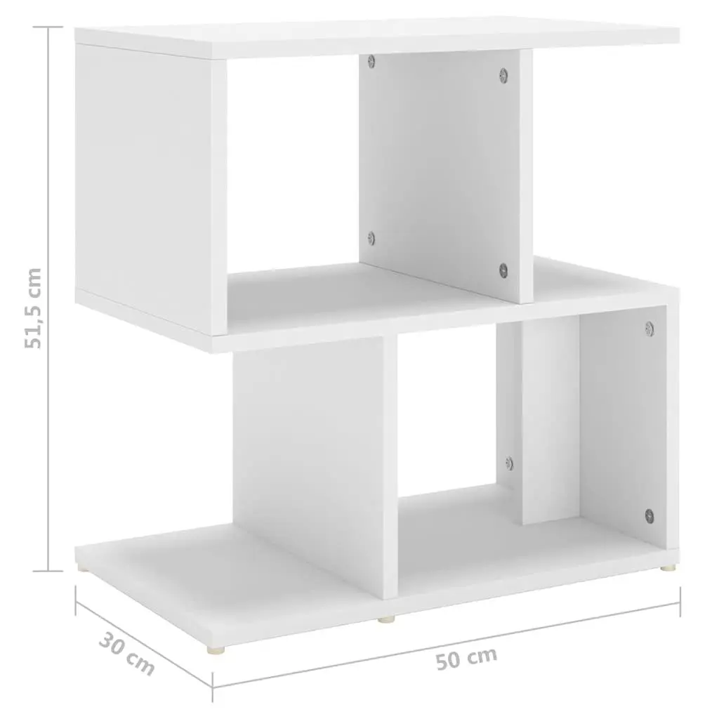 Bedside Cabinet White Engineered Wood Open Compartments Storage Nightstand