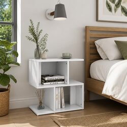Concise and Functional White Nightstand Set
