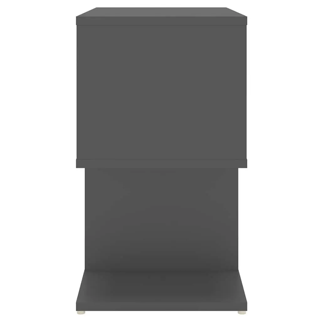 Bedside Cabinet Grey 2 Piece Open Compartments Storage Nightstand Furniture