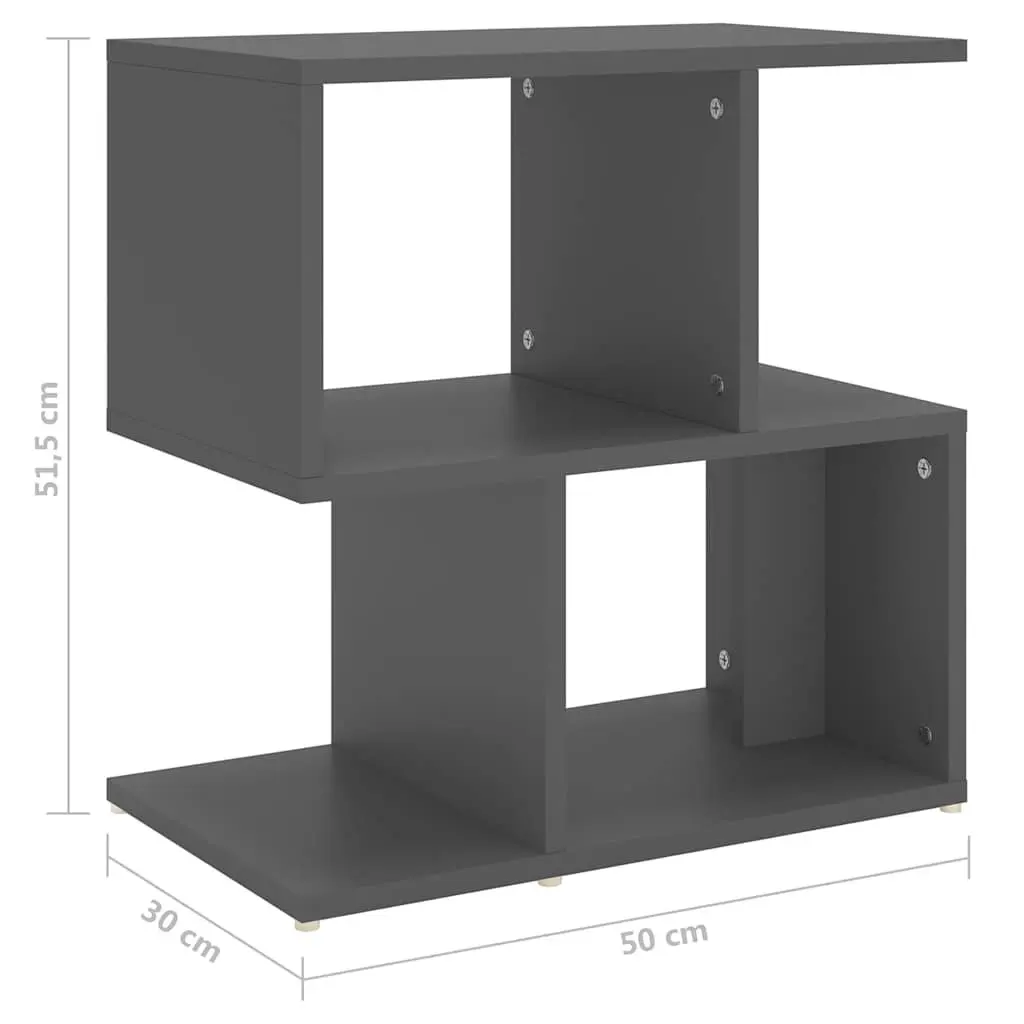 Bedside Cabinet Grey 2 Piece Open Compartments Storage Nightstand Furniture