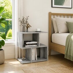 Concise Grey Bedside Cabinet with Open Storage