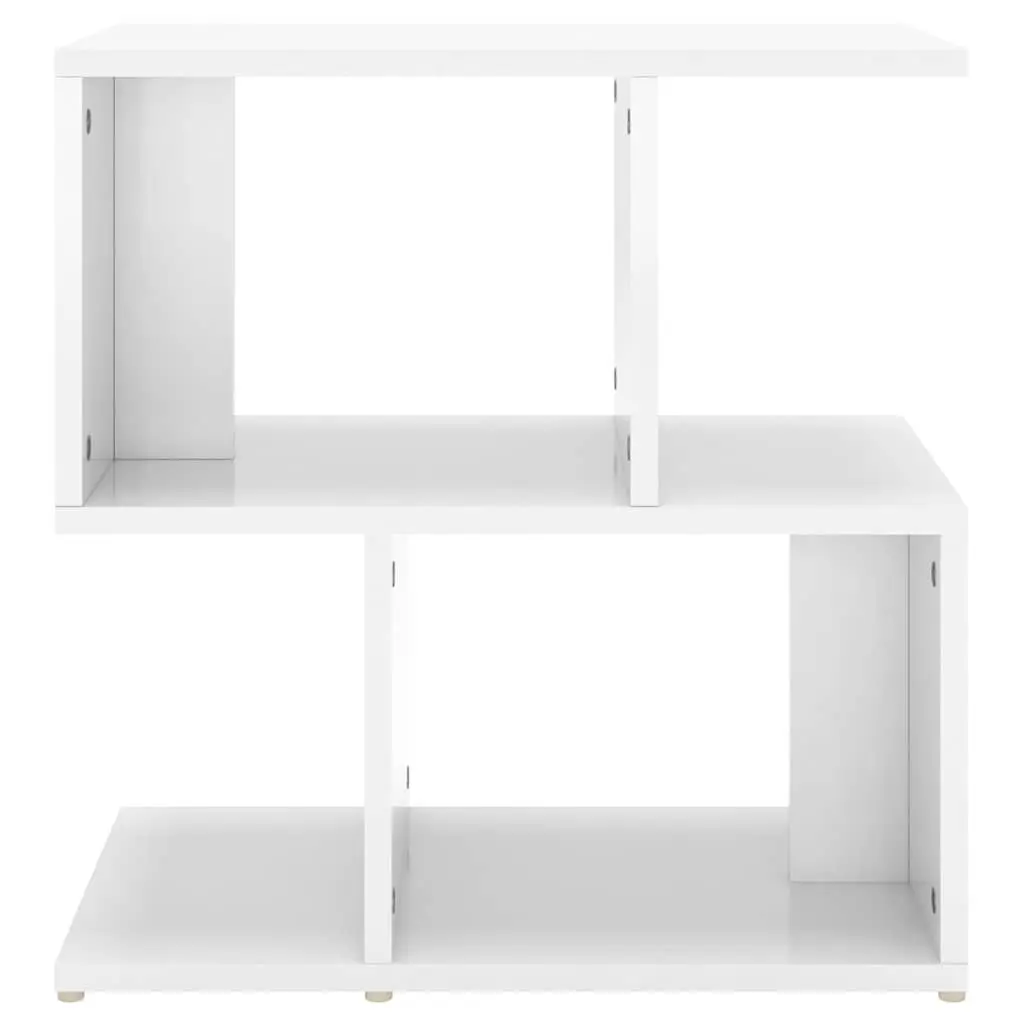 Bedside Cabinet Set White 2 Piece High Gloss Open Compartments