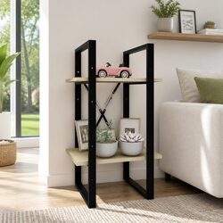 2-Tier Book Cabinet Bookshelf Standing Shelf Brown Storage Display 40x30x70cm