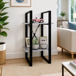 Compact 2-Tier Grey Bookshelf for Your Needs