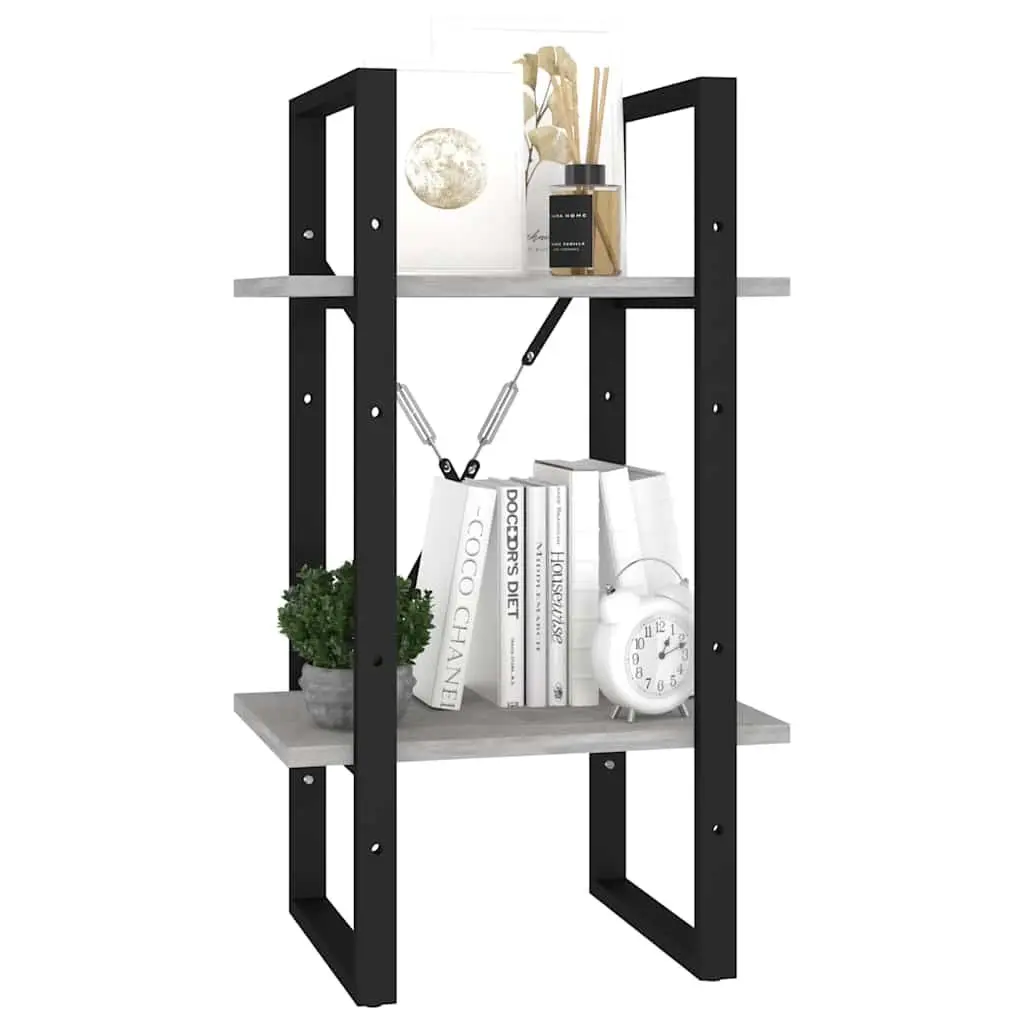 2-Tier Book Cabinet Grey 40x30x70cm Engineered Wood Construction