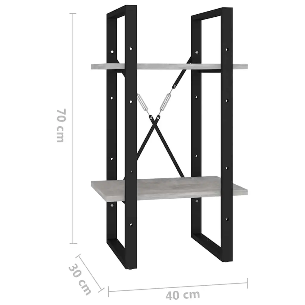 2-Tier Book Cabinet Grey 40x30x70cm Engineered Wood Construction