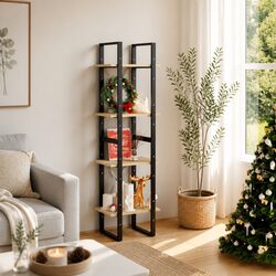 Solid Pine 4-Tier Book Cabinet