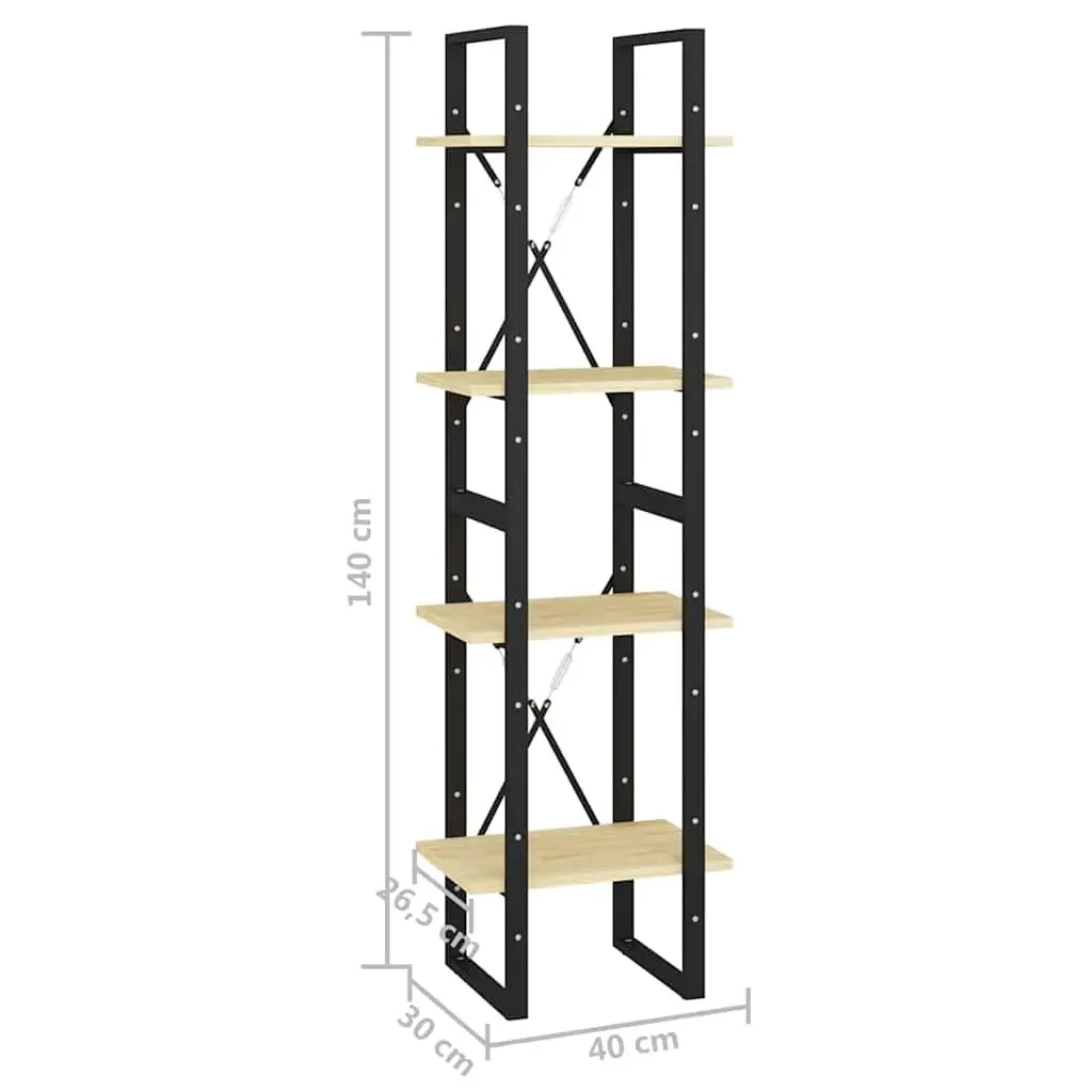 4-Tier Book Cabinet Brown Solid Pine Wood 40x30x140cm Industrial Aesthetic Storage Shelving Unit