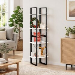 Compact 4-Tier White Book Cabinet for Storage