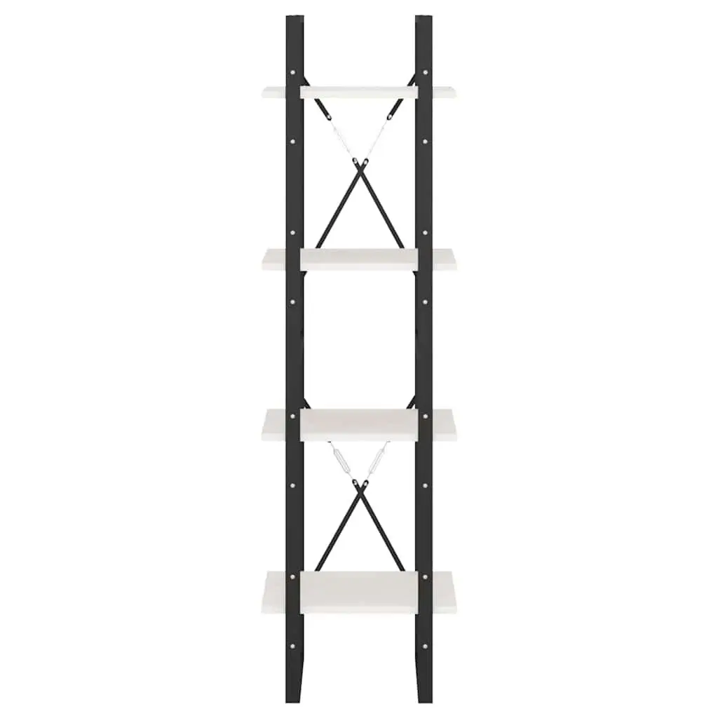4-Shelf White Bookcase Solid Pine Wood Storage Display Unit