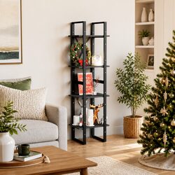 Compact 4-Tier Book Cabinet in Solid Pine Wood