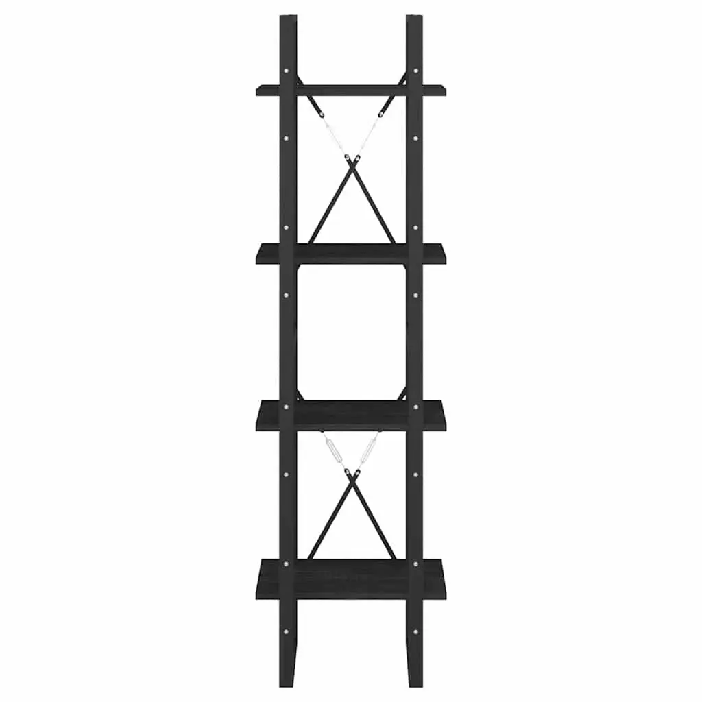 4-Tier Book Cabinet Black 40x30x140 cm Solid Pine Wood Industrial Style Storage