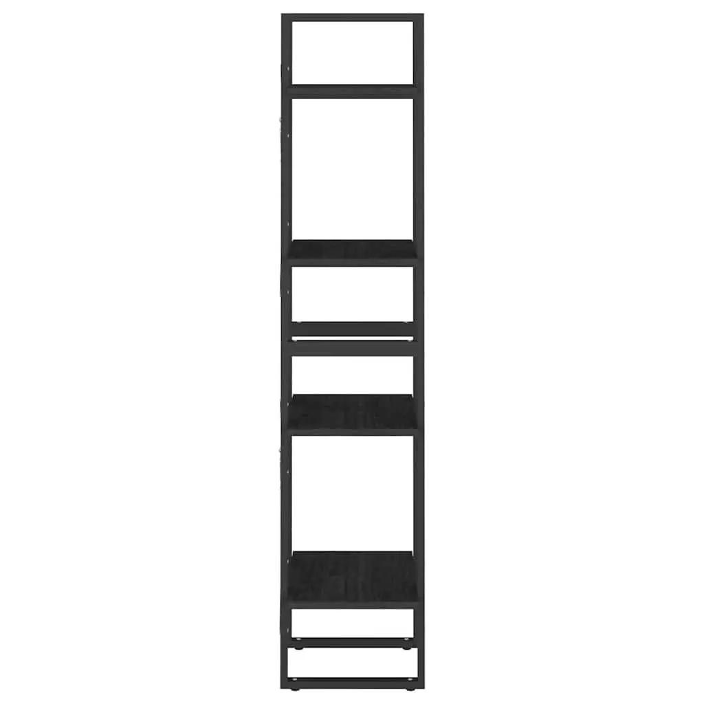 4-Tier Book Cabinet Black 40x30x140 cm Solid Pine Wood Industrial Style Storage