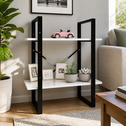 Concise 2-Tier White Bookcase: Functional Design