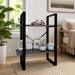 Compact Grey 2-Tier Book Cabinet for Storage Needs