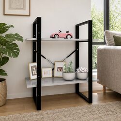 Compact 2-Tier Grey Book Cabinet for Efficient Storage