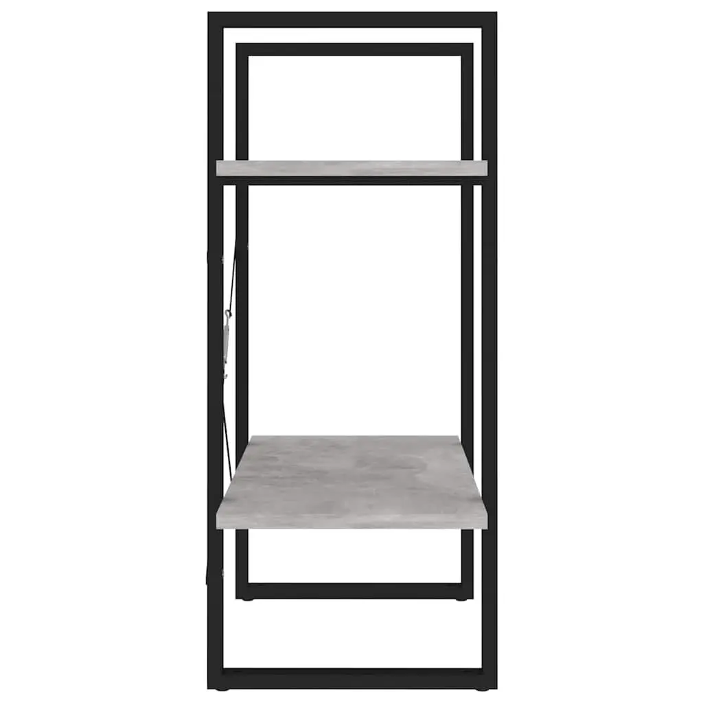 2-Tier Book Cabinet Grey Engineered Wood Shelving Unit Storage Display Shelf