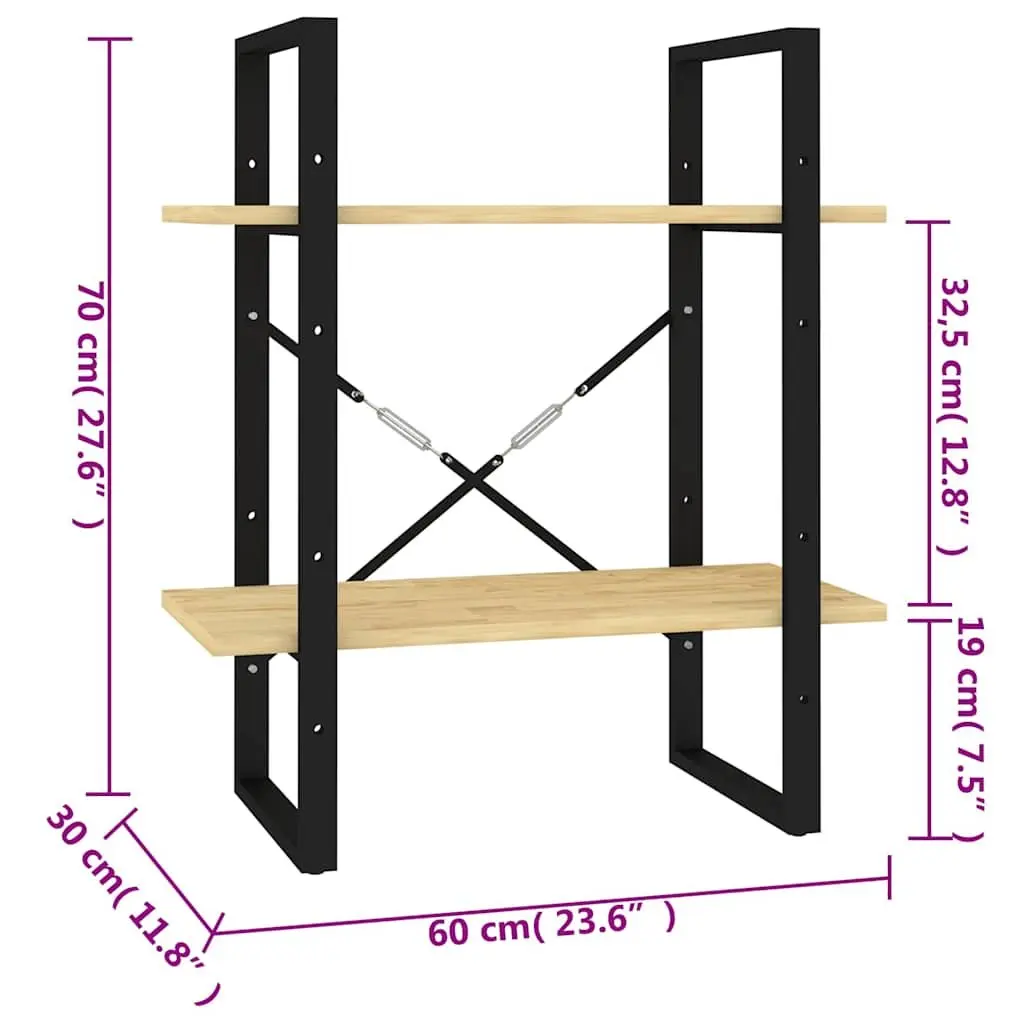 2-Tier Book Cabinet Brown Solid Pine Wood Storage Display