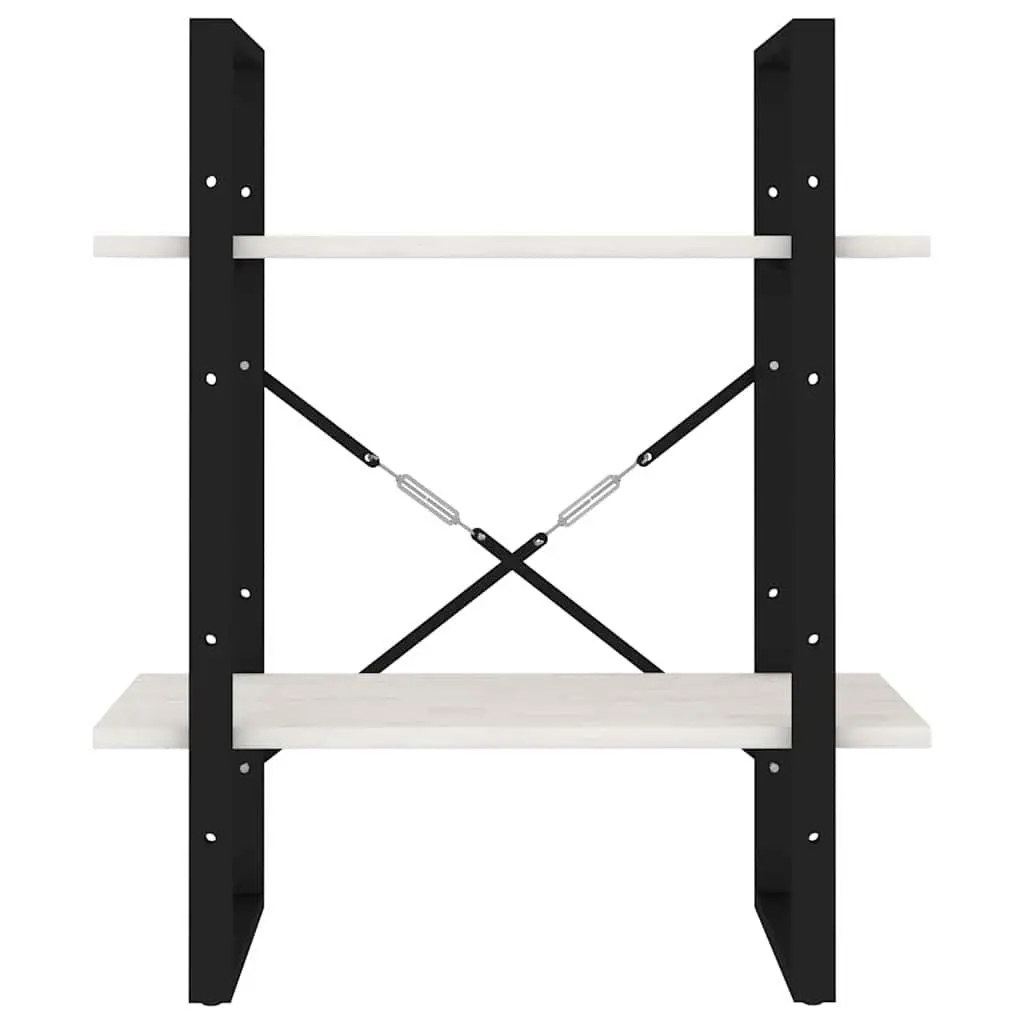 Solid Pine Wood 2-Tier Book Cabinet White Durable Shelving Unit for Organizing and Displaying Books
