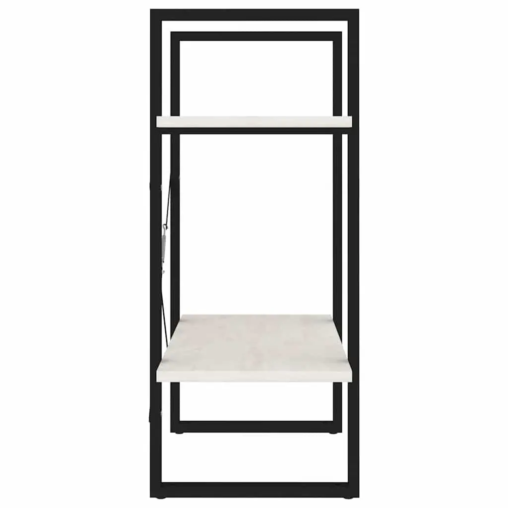 Solid Pine Wood 2-Tier Book Cabinet White Durable Shelving Unit for Organizing and Displaying Books