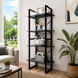 Compact Grey 4-Tier Bookcase for Efficient Storage
